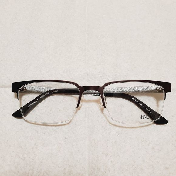 Mens Innotec Designer Eyeglasses Frames And Case 53-19-145 Brown Never Worn - Picture 5 of 9